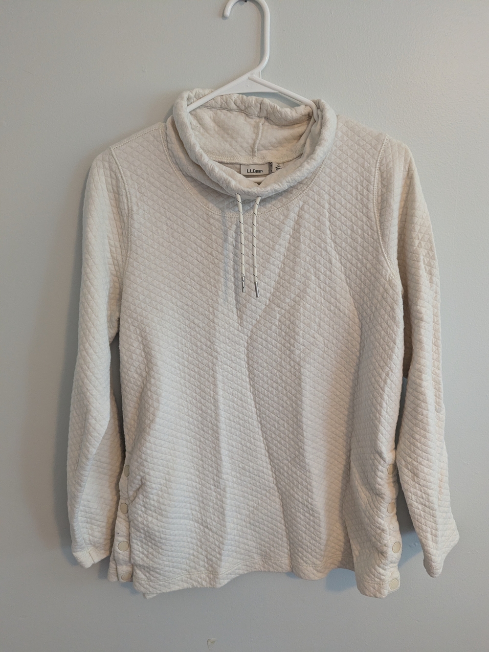 L.L. Bean Quilted Cream Turtleneck Pullover